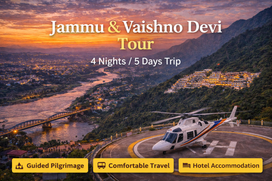 Vaishno Devi Tour Package 3 Nights 4 Days | Katra Darshan Package with Helicopter Option