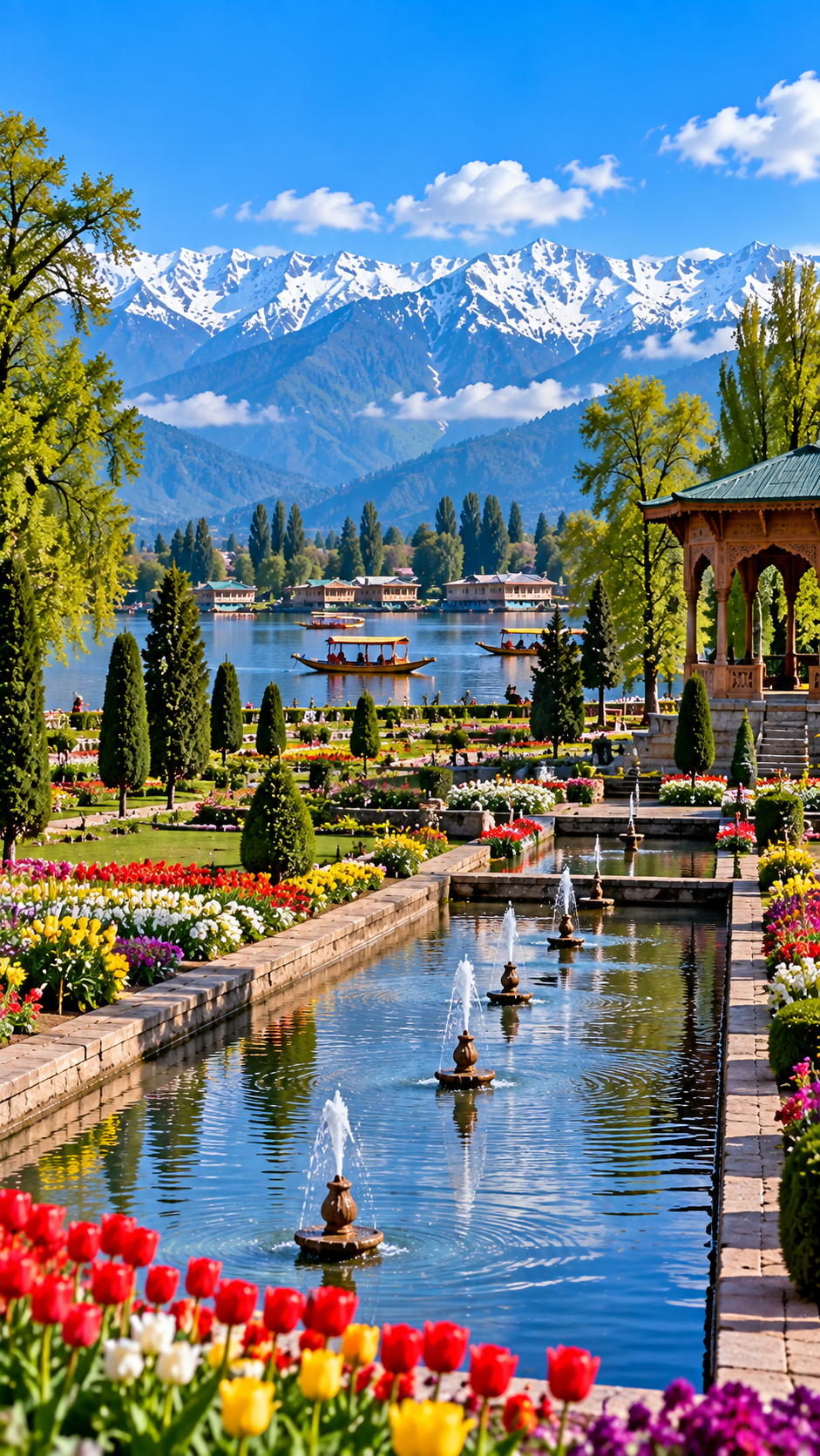 Day 1 – Srinagar Arrival → Mughal Gardens → Dal Lake Shikara Ride